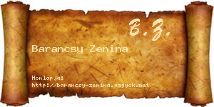 Barancsy Zenina névjegykártya